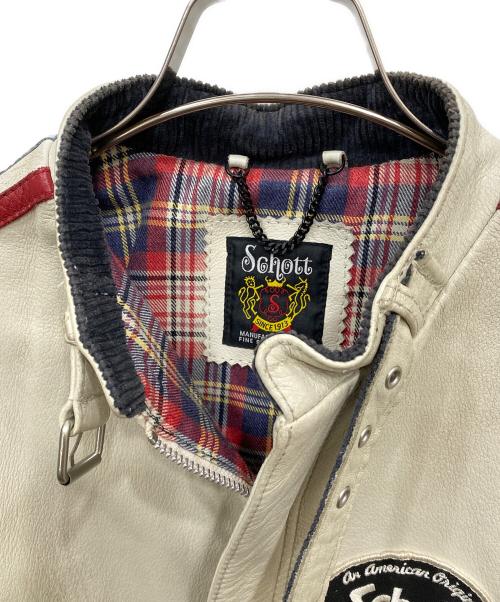 Schott（ショット）Schott (ショット) スターワッペンライダースジャケット ホワイト サイズ:Mの古着・服飾アイテム