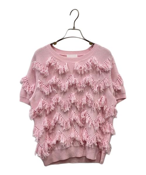 rosy monster（ロージーモンスター）rosy monster (ロージーモンスター) モジャ半袖ニット ピンク サイズ:FREEの古着・服飾アイテム