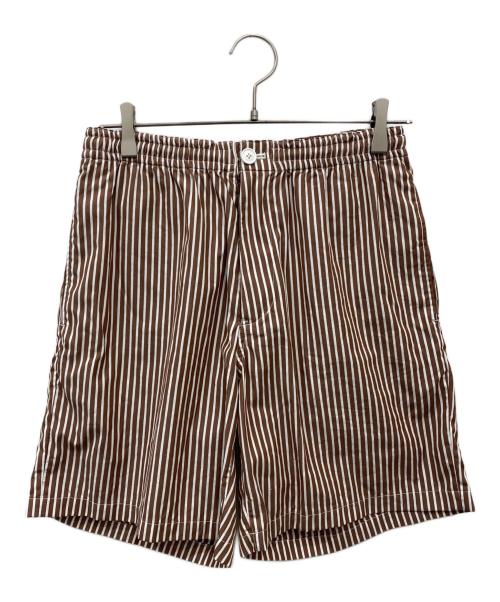 SOFTHYPHEN（ソフトハイフン）SOFTHYPHEN (ソフトハイフン) Bold Stripe Easy Shorts/ショートパンツ ブラウン サイズ:3の古着・服飾アイテム
