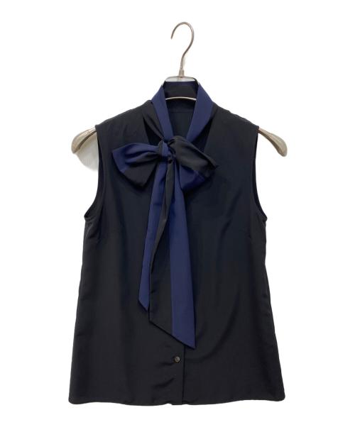 FOXEY（フォクシー）FOXEY (フォクシー) ボウタイノースリーブブラウス ネイビー サイズ:38の古着・服飾アイテム