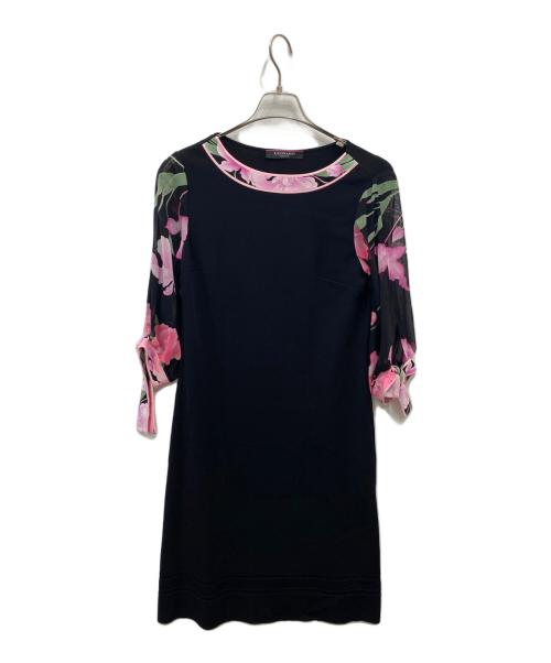 LEONARD FASHION（レオナールファッション）LEONARD FASHION (レオナールファッション) 袖リボンニットワンピース ブラック サイズ:36の古着・服飾アイテム