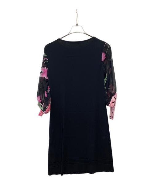 LEONARD FASHION（レオナールファッション）LEONARD FASHION (レオナールファッション) 袖リボンニットワンピース ブラック サイズ:36の古着・服飾アイテム