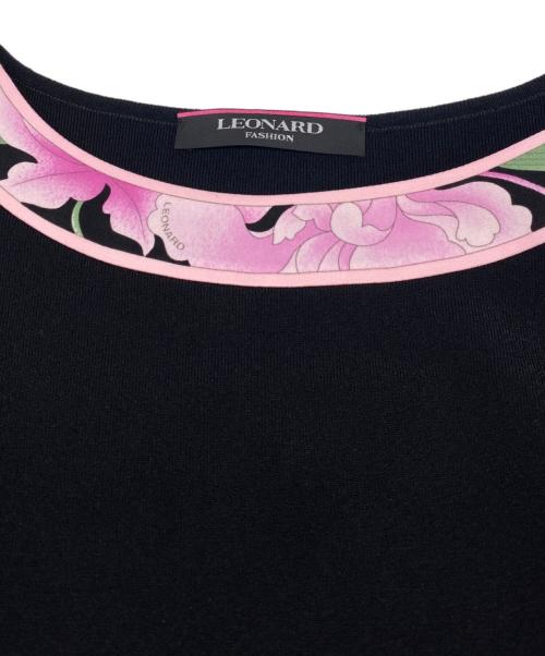 LEONARD FASHION（レオナールファッション）LEONARD FASHION (レオナールファッション) 袖リボンニットワンピース ブラック サイズ:36の古着・服飾アイテム