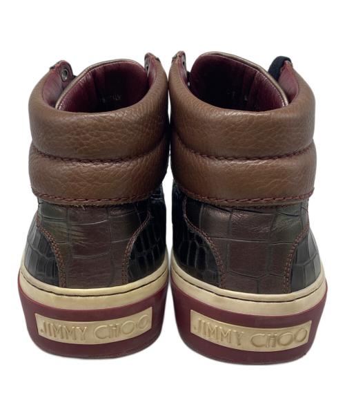 JIMMY CHOO（ジミーチュウ）JIMMY CHOO (ジミーチュウ) ベルグラヴィア ハイカットスニーカー バーガンディー サイズ:41の古着・服飾アイテム