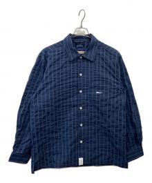 DESCENDANT（ディセンダント）の古着「MILPITAS STRIPE LS SHIRT」｜ネイビー×ホワイト