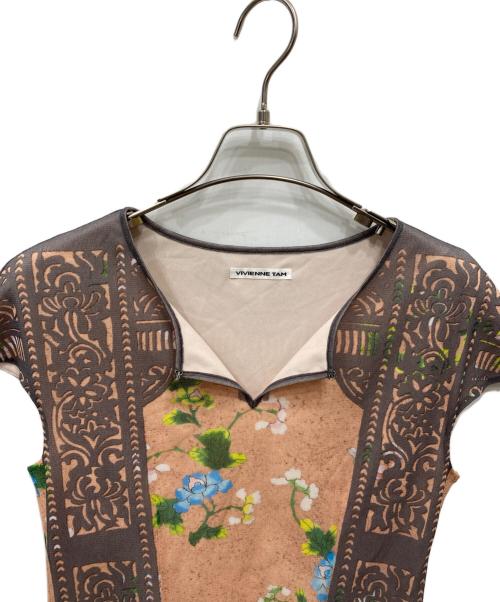 VIVIENNE TAM（ヴィヴィアンタム）VIVIENNE TAM (ヴィヴィアンタム) パワーネット 花柄 ノースリーブワンピース ピンク サイズ:Sの古着・服飾アイテム