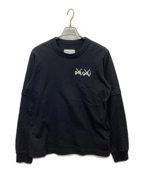 sacai（サカイ）sacai (サカイ) KAWS (カウズ) 21AW Embroidery Long Sleeve ブラック サイズ:Lの古着・服飾アイテム