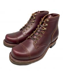 SKULL & MOSH（スカルアンドモッシュ）の古着「CAP TOE LACE UP BOOTS」｜レッド(WINE)