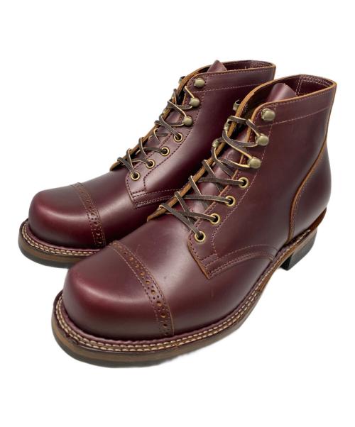 SKULL & MOSH（スカルアンドモッシュ）SKULL & MOSH (スカルアンドモッシュ) CAP TOE LACE UP BOOTS レッド(WINE) サイズ:27㎝の古着・服飾アイテム