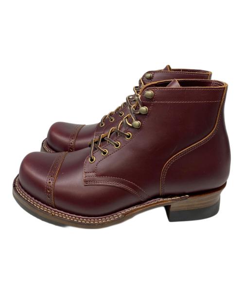 SKULL & MOSH（スカルアンドモッシュ）SKULL & MOSH (スカルアンドモッシュ) CAP TOE LACE UP BOOTS レッド(WINE) サイズ:27㎝の古着・服飾アイテム