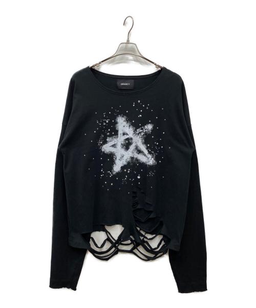 GRANCY（グランシー）GRANCY (グランシー) 総柄ラインストーングラフィックロンT ブラック サイズ:Lの古着・服飾アイテム