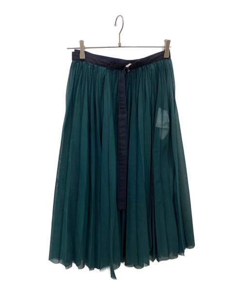 sacai（サカイ）sacai (サカイ) プリーツスカート グリーン サイズ:1の古着・服飾アイテム