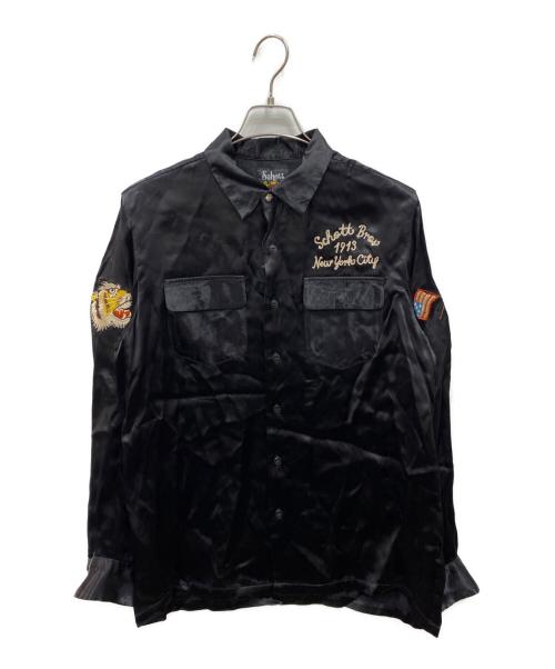 Schott（ショット）Schott (ショット) 刺繍レーヨンシャツ ブラック サイズ:Mの古着・服飾アイテム