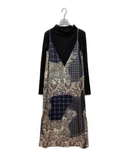 Ameri（アメリ）Ameri (アメリ) TROMPE L'OEIL SET TOP CAMI DRESS ブラック サイズ:Mの古着・服飾アイテム