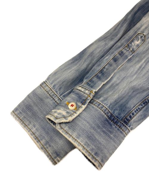 DSQUARED2（ディースクエアード）DSQUARED2 (ディースクエアード) Distressed Cotton Denim Long Sleeve Shirt ブルー サイズ:42の古着・服飾アイテム