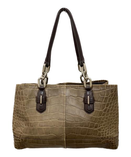 COACH（コーチ）COACH (コーチ) クロコ型押し バッグ グレーの古着・服飾アイテム