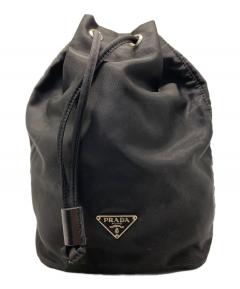 中古・古着通販】PRADA (プラダ) ナイロン巾着ポーチ ブラック