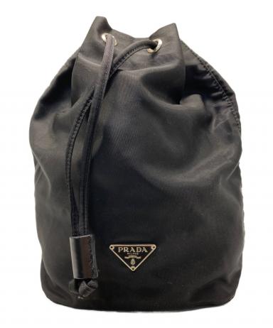 中古・古着通販】PRADA (プラダ) ナイロン巾着ポーチ ブラック