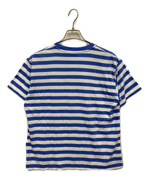 POLO RALPH LAUREN（ポロ・ラルフローレン）POLO RALPH LAUREN (ポロ・ラルフローレン) Polo ベア ストライプド コットン Tシャツ ホワイト×ブルー サイズ:Lの古着・服飾アイテム