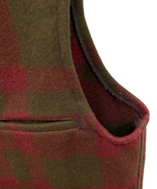 WAREHOUSE & CO.（ウエアハウスカンパニー）WAREHOUSE & CO. (ウエアハウスカンパニー) ウールチェックベスト ブラウン×レッド サイズ:40の古着・服飾アイテム