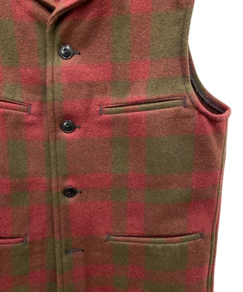 WAREHOUSE & CO.（ウエアハウスカンパニー）WAREHOUSE & CO. (ウエアハウスカンパニー) ウールチェックベスト ブラウン×レッド サイズ:40の古着・服飾アイテム
