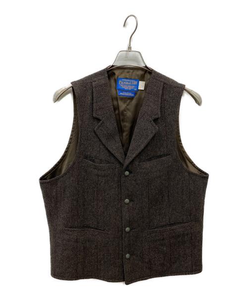 PENDLETON（ペンドルトン）PENDLETON (ペンドルトン) ヘリンボーンベスト ブラウン サイズ:40の古着・服飾アイテム