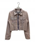 moussyマウジー）の古着「ZIP UP COMPACT DENIM JACKET」｜ピンク