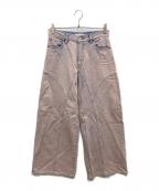 moussyマウジー）の古着「SUNBURNED CHEMICAL BAGGY DENIM PANTS」｜ピンク