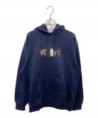 stussyステューシー）の古着「ロゴプルオーバーパーカー」｜ネイビー