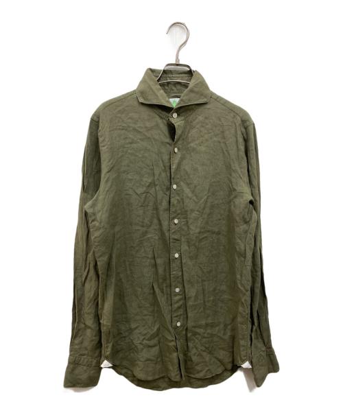 finamore（フィナモレ）Finamore (フィナモレ) リネンシャツ グリーン サイズ:Mの古着・服飾アイテム