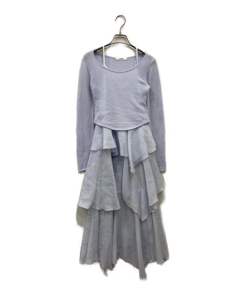 Snidel（スナイデル）Snidel (スナイデル) シアーイレヘムニットコンビワンピース ブルーの古着・服飾アイテム