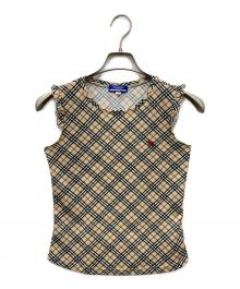 BURBERRY BLUE LABEL（バーバリー ブルー レーベル）の古着「ノヴァチェック柄ノースリーブブラウス」｜ベージュ
