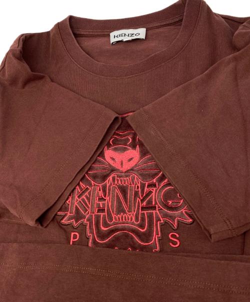 KENZO（ケンゾー）KENZO (ケンゾー) ベロア刺繍フロントロゴT ブラウン サイズ:Mの古着・服飾アイテム