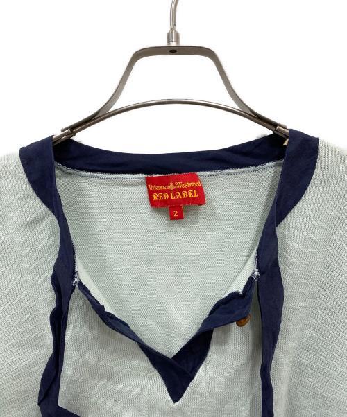 Vivienne Westwood（ヴィヴィアンウエストウッド）Vivienne Westwood (ヴィヴィアンウエストウッド) オーブ刺繍ボウタイニット グリーン サイズ:2の古着・服飾アイテム