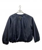 green label relaxingグリーンレーベルリラクシング）の古着「ノーカラーブルゾン」｜ネイビー