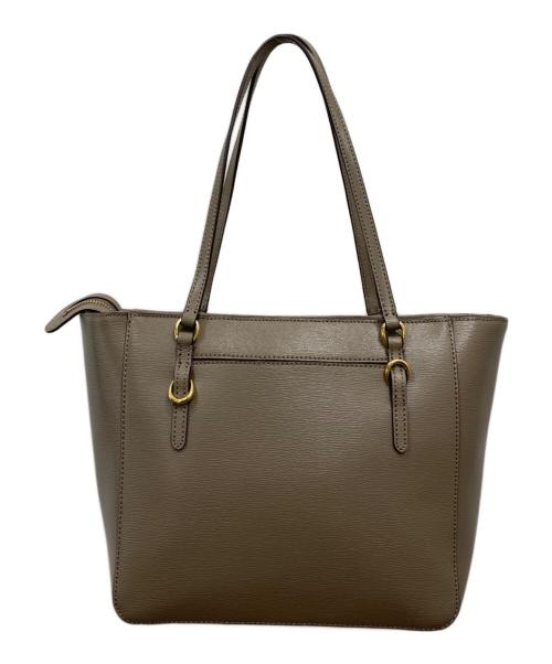 LAUREN RALPH LAUREN（ローレン ラルフ ローレン）LAUREN RALPH LAUREN (ローレン ラルフ ローレン) レザートートバッグ ベージュの古着・服飾アイテム