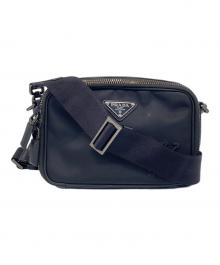 PRADA（プラダ）の古着「ブリック Re-Nylon ナイロン サフィアーノレザー ショルダーバッグ ショルダーバッグ」｜ブラック