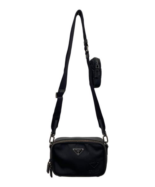 PRADA（プラダ）PRADA (プラダ) ブリック Re-Nylon ナイロン サフィアーノレザー ショルダーバッグ ショルダーバッグ ブラックの古着・服飾アイテム