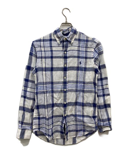 POLO RALPH LAUREN（ポロ・ラルフローレン）POLO RALPH LAUREN (ポロ・ラルフローレン) チェックリネンシャツ ブルー×ホワイト サイズ:XSの古着・服飾アイテム