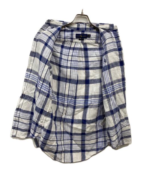 POLO RALPH LAUREN（ポロ・ラルフローレン）POLO RALPH LAUREN (ポロ・ラルフローレン) チェックリネンシャツ ブルー×ホワイト サイズ:XSの古着・服飾アイテム