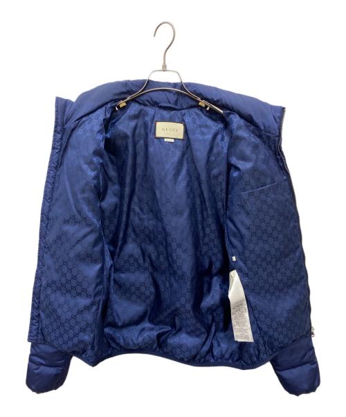 GUCCI（グッチ）GUCCI (グッチ) 裏GG ヒステリアロゴ ダウンジャケット ネイビー サイズ:46（M)の古着・服飾アイテム