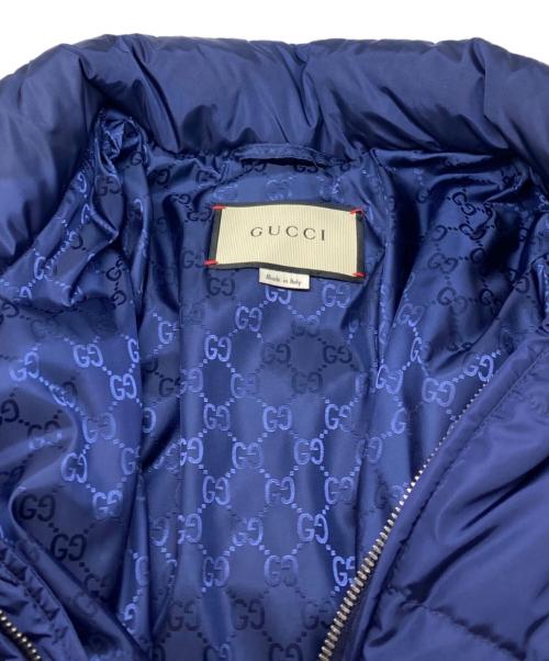 GUCCI（グッチ）GUCCI (グッチ) 裏GG ヒステリアロゴ ダウンジャケット ネイビー サイズ:46（M)の古着・服飾アイテム