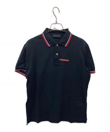 PRADA ロゴワッペン　ポロシャツ 中古・古着通販】PRADA (プラダ) ラバーロゴポロシャツ ブラック