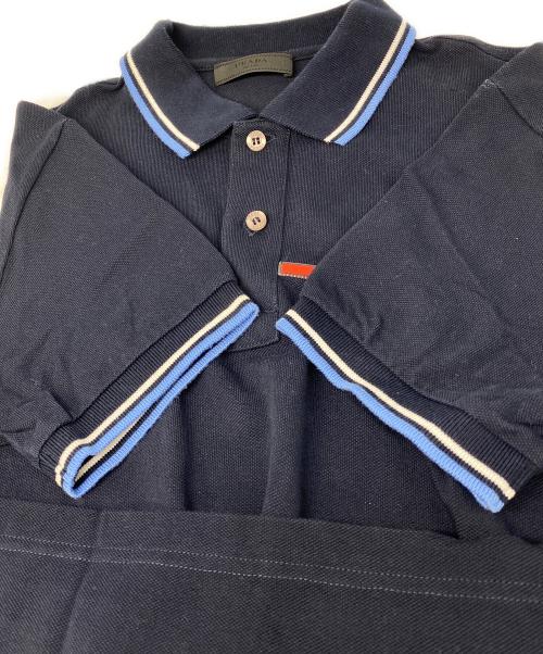 PRADA（プラダ）PRADA (プラダ) ラバーロゴポロシャツ ネイビー サイズ:Sの古着・服飾アイテム