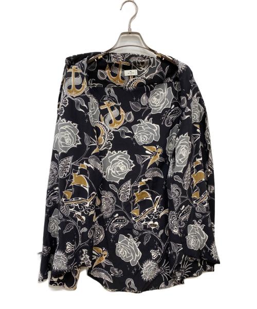 ETRO（エトロ）ETRO (エトロ) オールドスクール タトゥー プリント シルク 長袖シャツ ブラック サイズ:39の古着・服飾アイテム