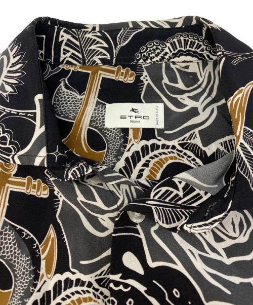 ETRO（エトロ）ETRO (エトロ) オールドスクール タトゥー プリント シルク 長袖シャツ ブラック サイズ:39の古着・服飾アイテム