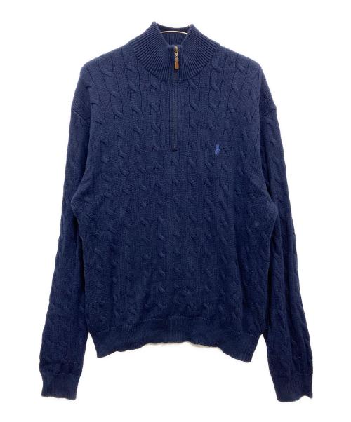 POLO RALPH LAUREN（ポロ・ラルフローレン）POLO RALPH LAUREN (ポロ・ラルフローレン) ハーフジップケーブルニット ネイビー サイズ:XXLの古着・服飾アイテム