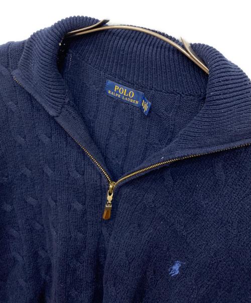 POLO RALPH LAUREN（ポロ・ラルフローレン）POLO RALPH LAUREN (ポロ・ラルフローレン) ハーフジップケーブルニット ネイビー サイズ:XXLの古着・服飾アイテム