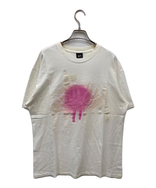stussy（ステューシー）stussy (ステューシー) スプレー ロゴプリントTシャツ ホワイト サイズ:Lの古着・服飾アイテム