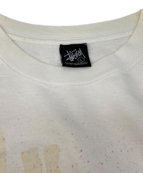 stussy（ステューシー）stussy (ステューシー) スプレー ロゴプリントTシャツ ホワイト サイズ:Lの古着・服飾アイテム